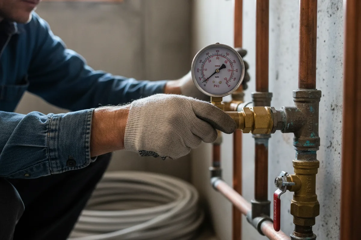 Pressure testing a repaired line during Water Line Repair in Ulysses